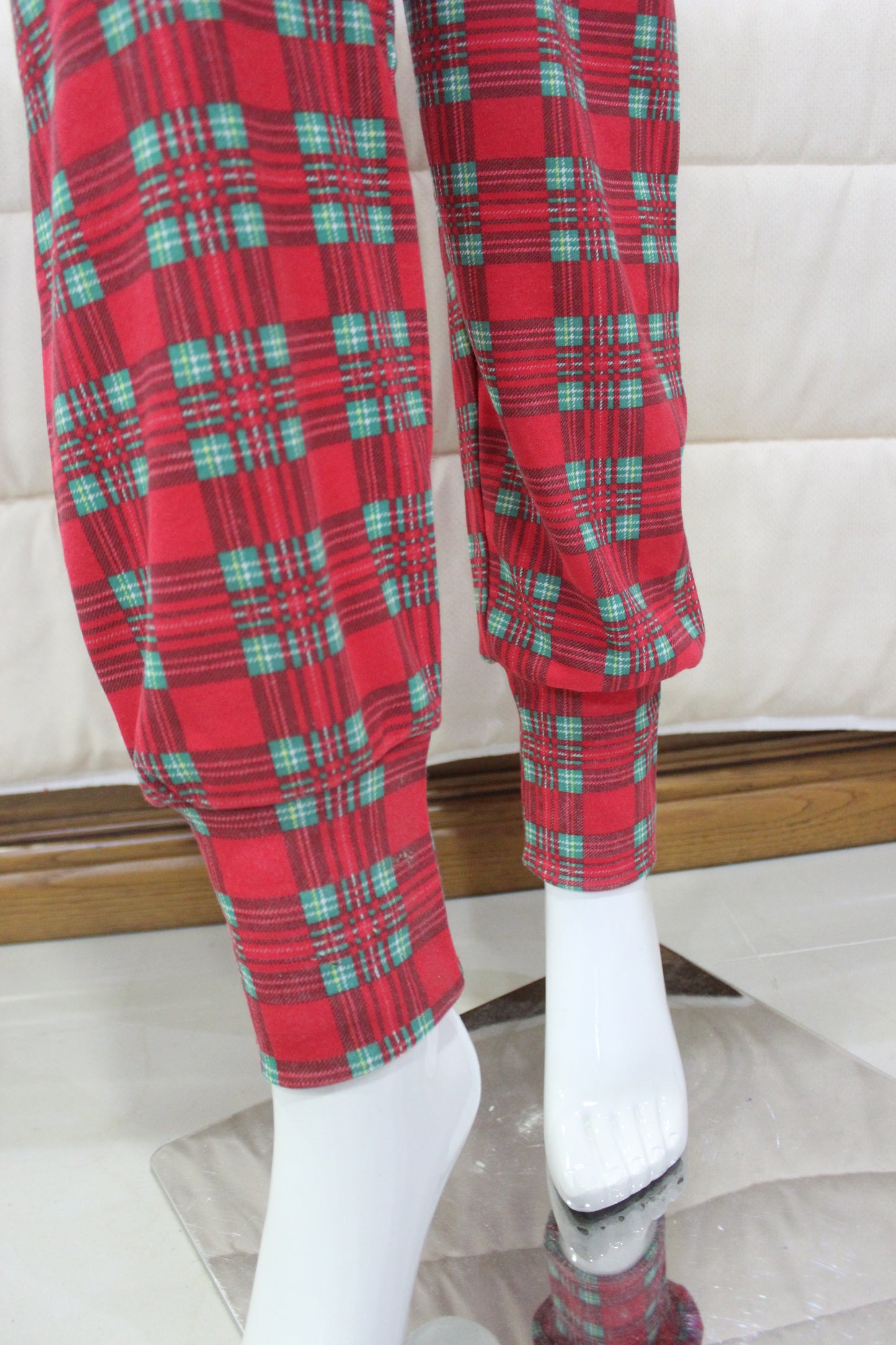 Pijama Senhora Teddy Cardado Xadrez Verde
