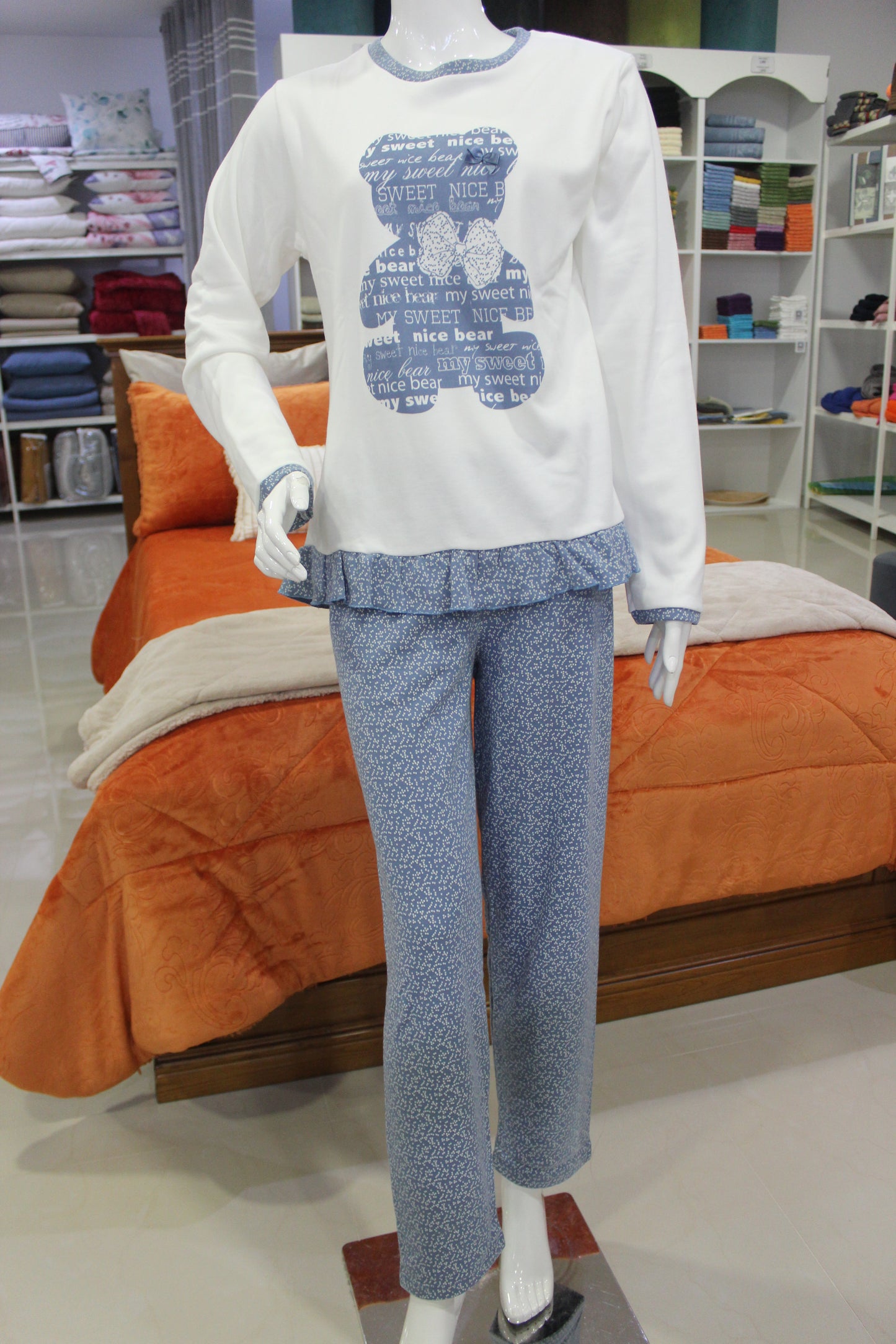 Pijama Senhora Cardado Azul