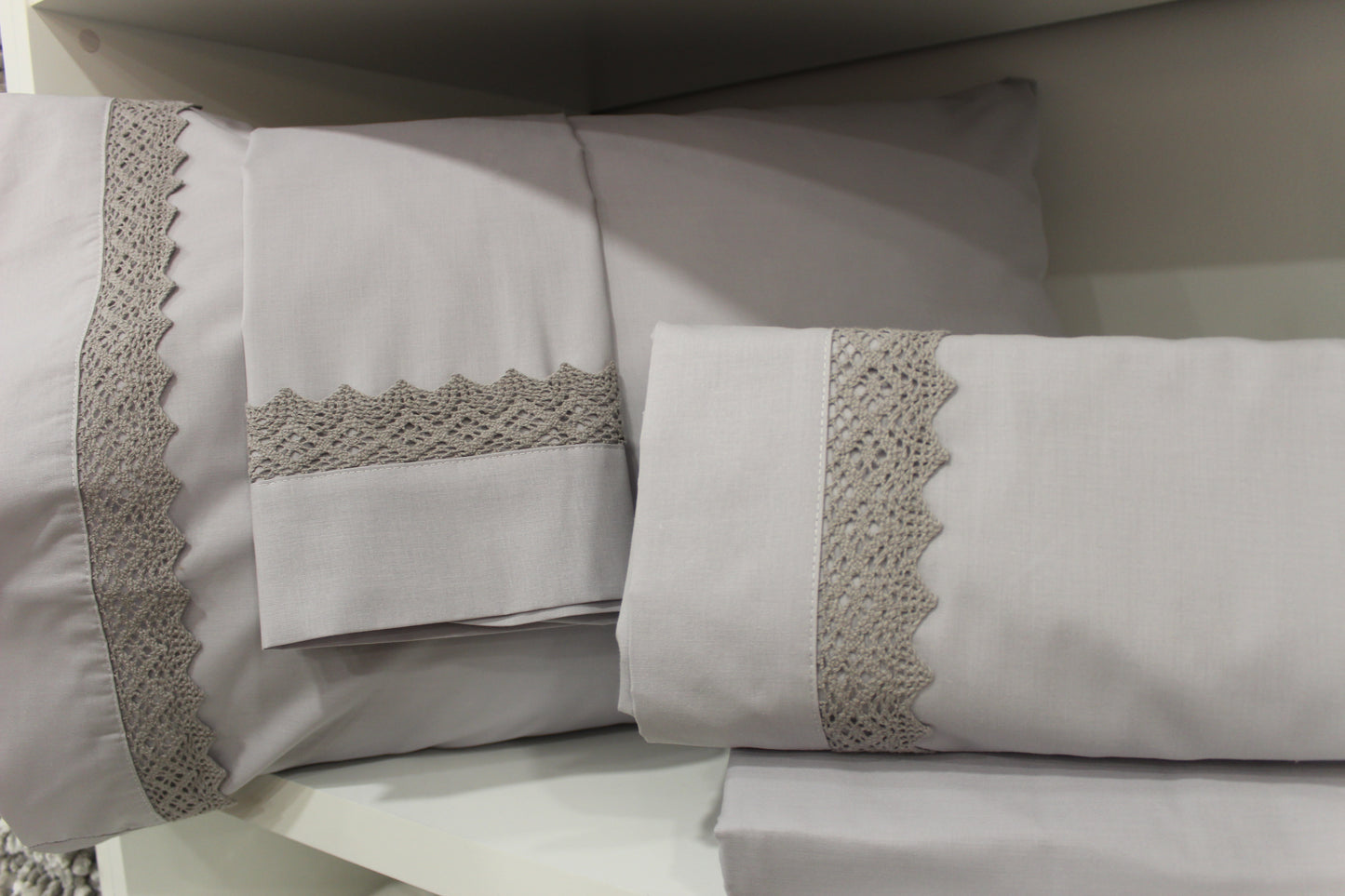 Jogo Cama Casal 100%Algodão Cinza