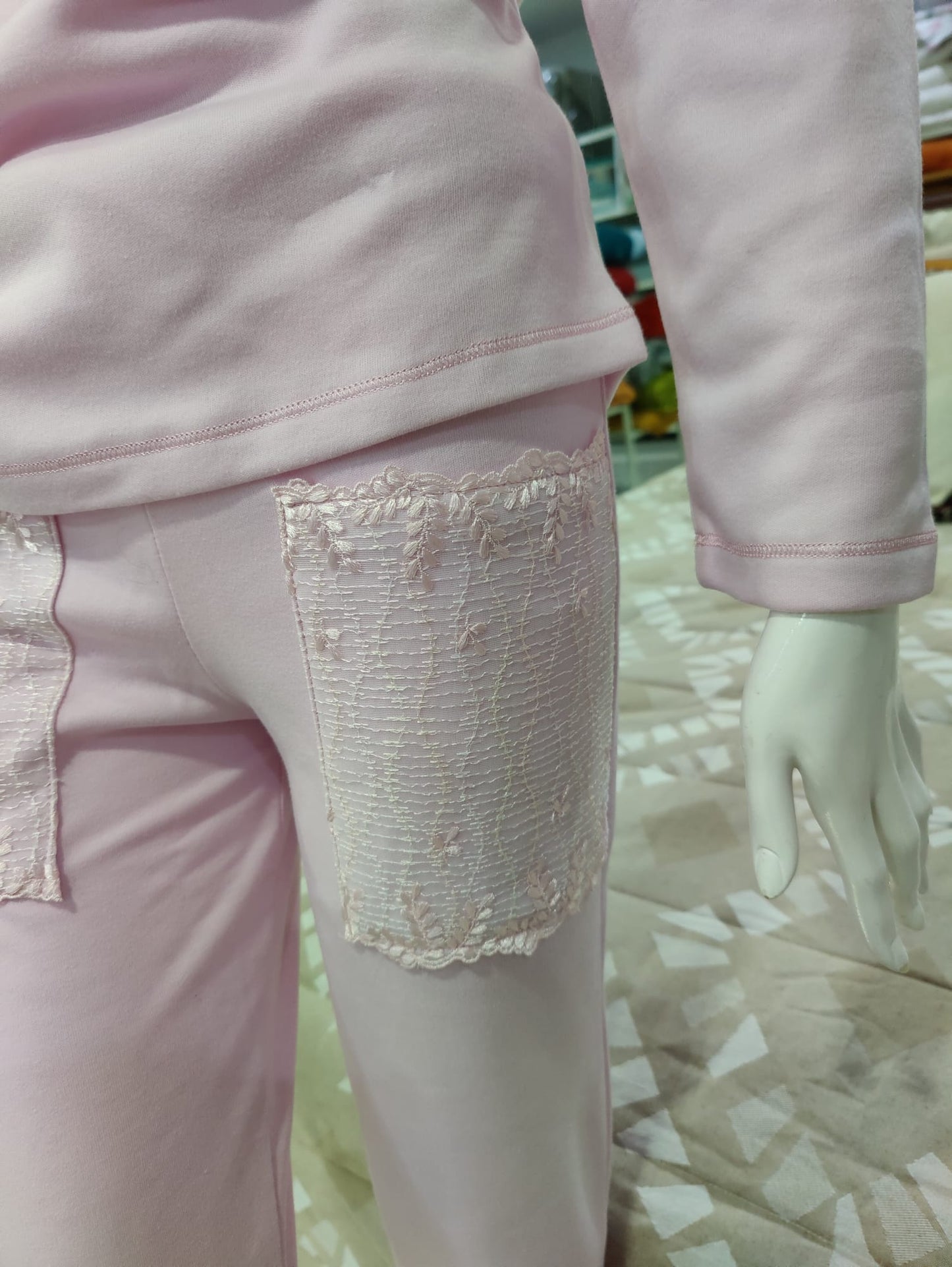 Pijama 100%Algodão Cardado Senhora Rosa