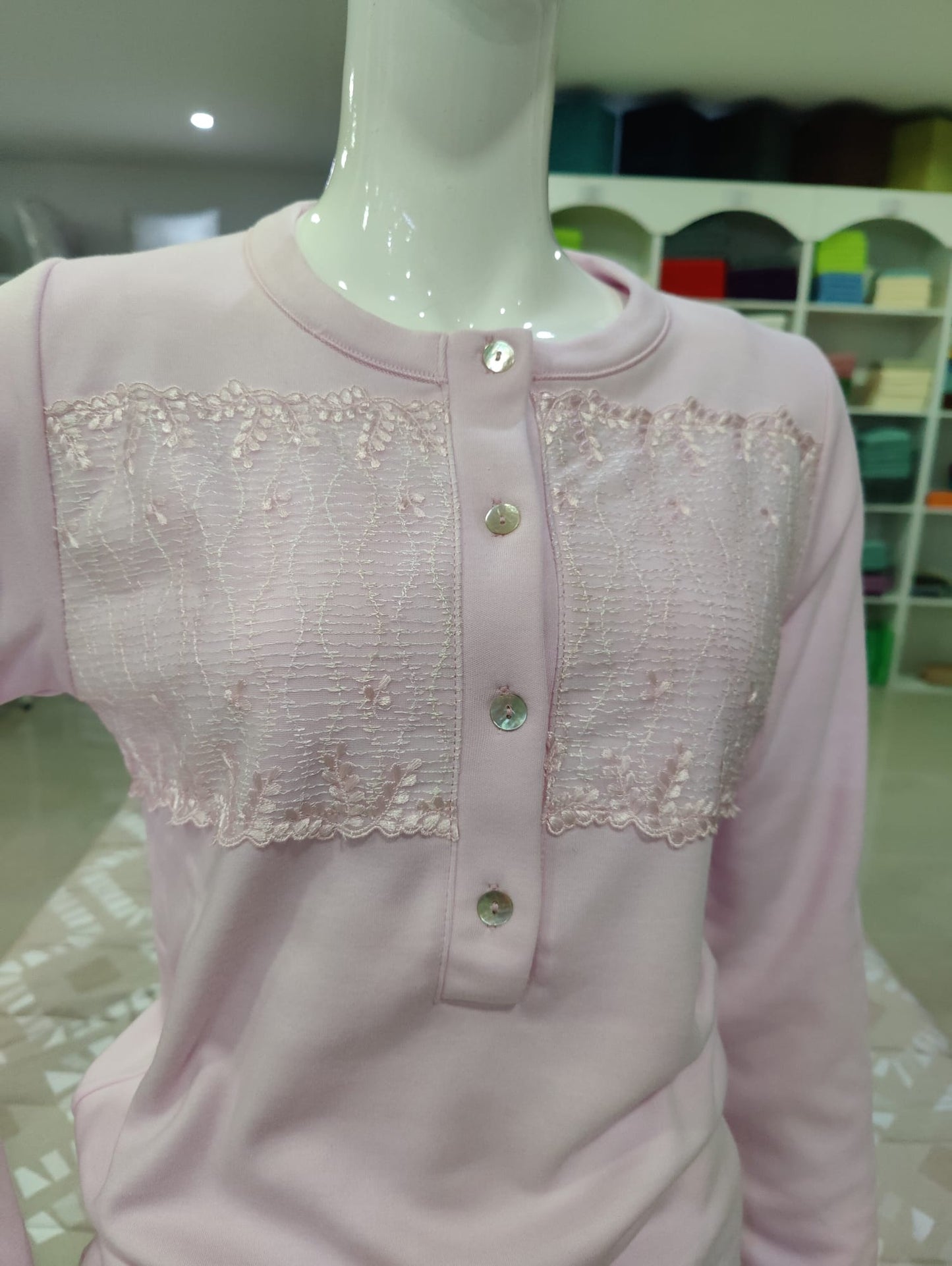 Pijama 100%Algodão Cardado Senhora Rosa