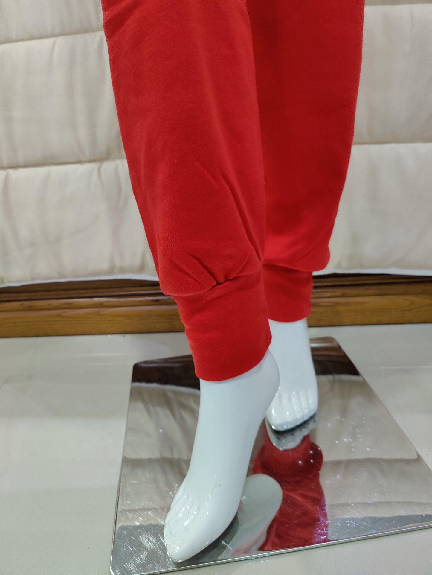Pijama Senhora Teddy Cardado Liso Vermelho