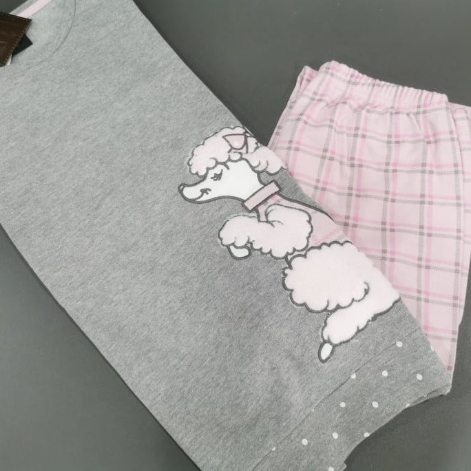 Pijama Senhora Cardado 100%Algodão