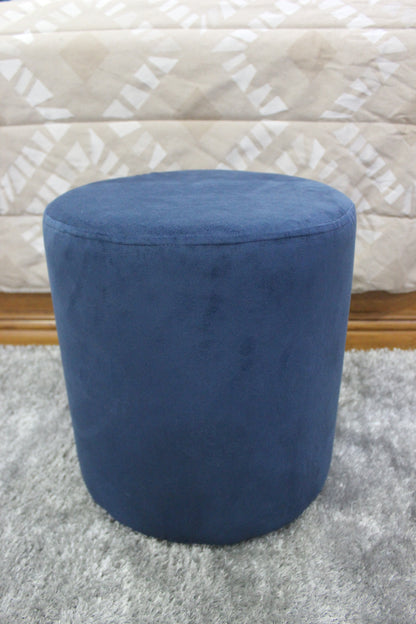 Puff Veludo Cilindrico Azul Marinho