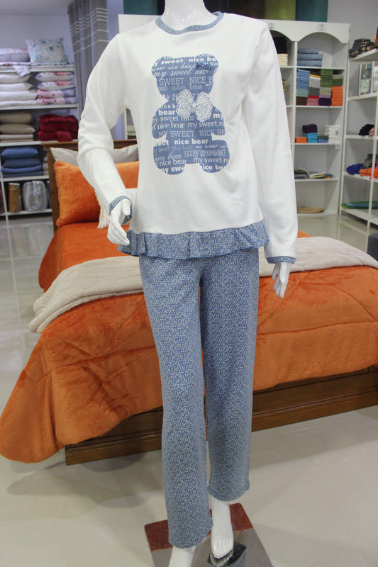 Pijama Senhora Cardado Azul