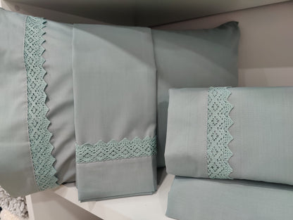 Jogo Cama Casal 100%Algodão Verde