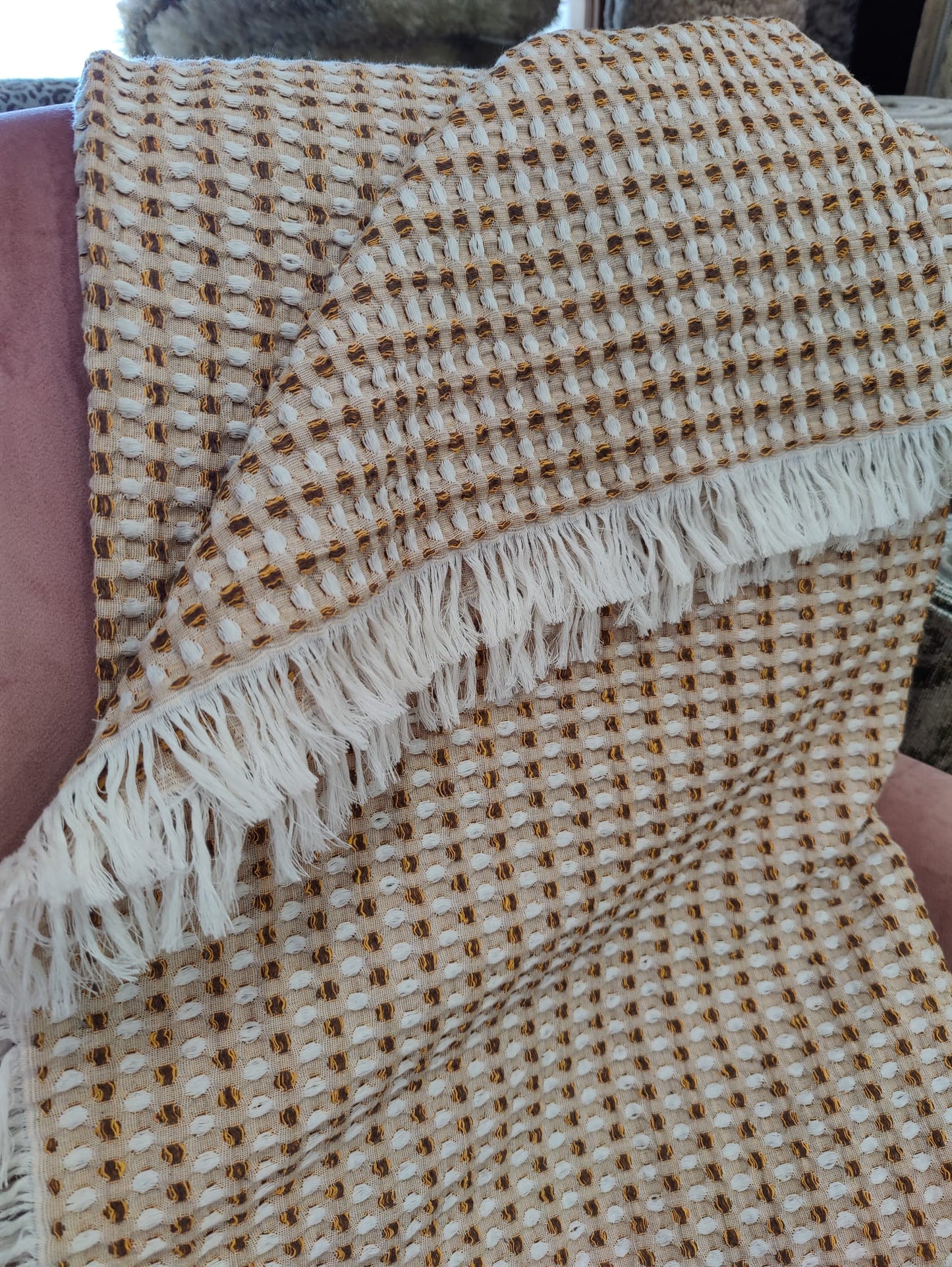 Manta Decorativa 130x160 100%Algodão Taupe