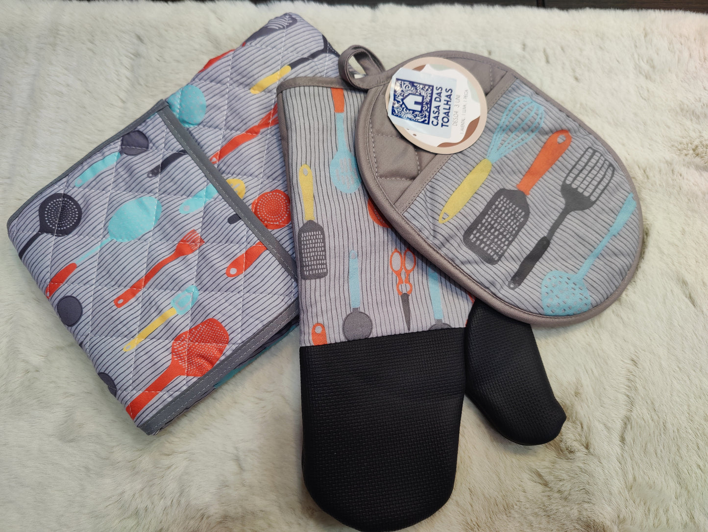 Conjunto Luva, pega e Avental