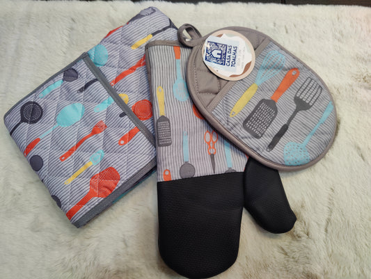 Conjunto Luva, pega e Avental